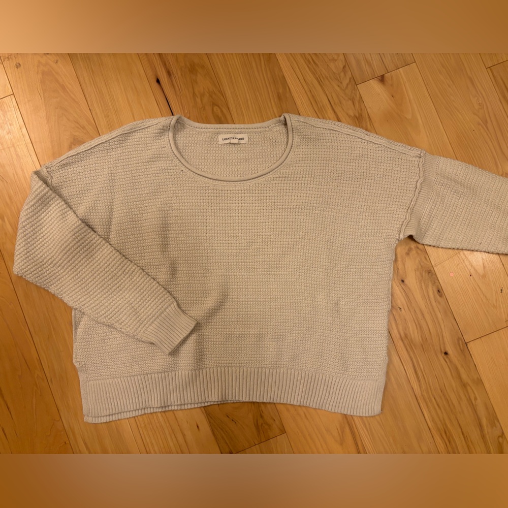 Lucky Brand Textured Cream Crewneck Sweater